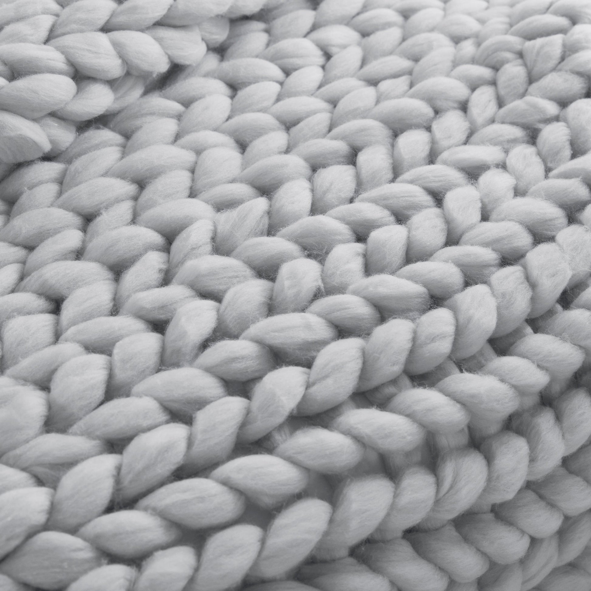 Light Grey Boho Chunky Knit Throw Blanket-3