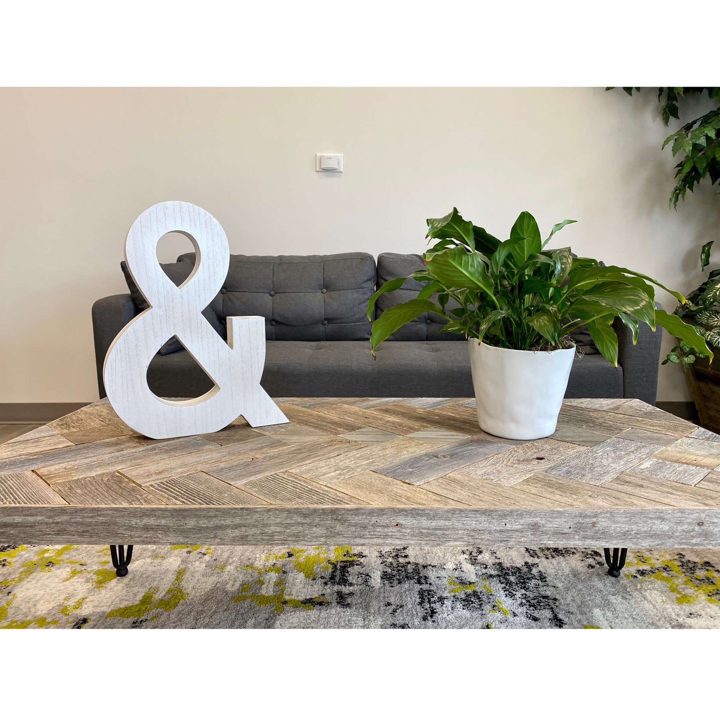 16" Distressed White Wash Wooden Initial Ampersand Sculpture-2