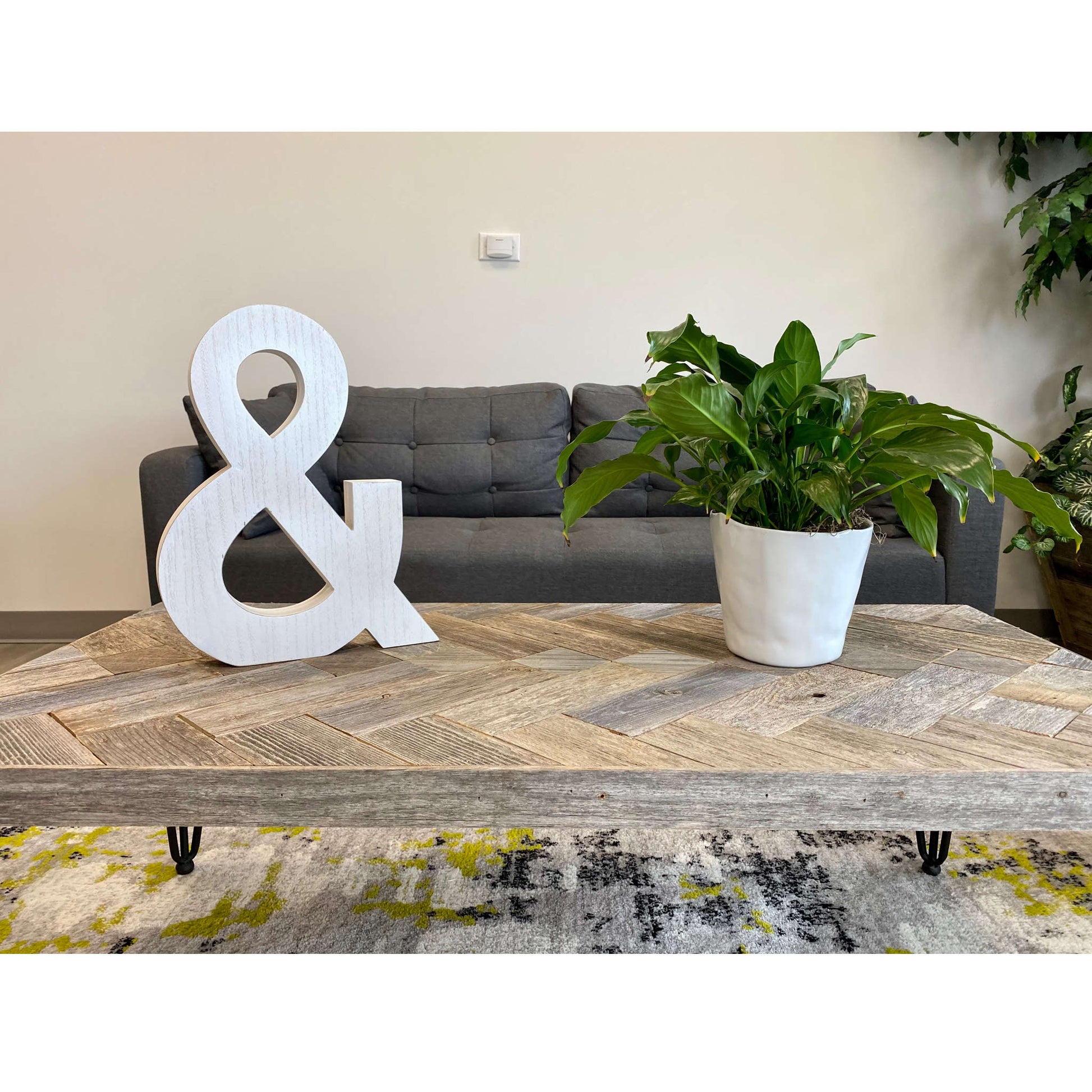 16" Distressed White Wash Wooden Initial Ampersand Sculpture-2