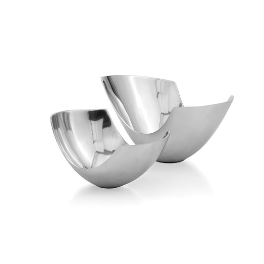 Set of Two Mod Aluminum Scoop Centerpiece Bowls-0