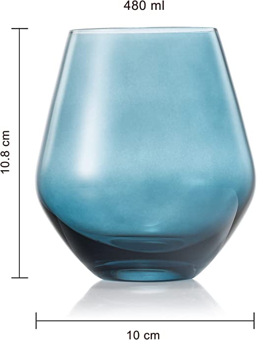 Colored Stemless Crystal Wine Glass Set of 4, Gift For Her, Him, Wife, Friend - Large 16 oz Glasses, Unique Italian Style Tall Drinkware - Red & White, Dinner, Color Beautiful Glassware - (Pastel)-5