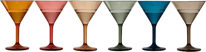 Unbreakable Pastel Color Acrylic Martini Glasses | Set of 6 | European Style Cocktail Cups 100% Tritan Drinkware, 5 oz Dishwasher Safe BPA-free plastic, For Wedding, Poolside Indoors & Outdoors-7