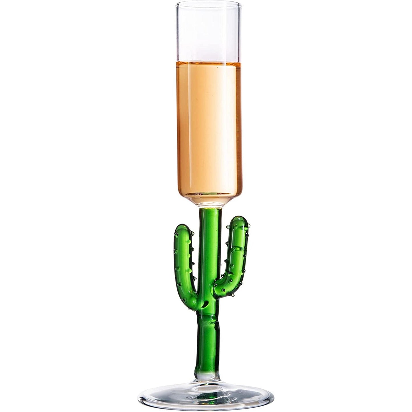 Cactus Shot Glasses 2.5oz - Cactus Gifts - Set of 4 - Green Colored Glass Blown Figurines Plant Decorations - Shot Glass Cocktail Glasses Wedding Party Glasses, Great for Parties 1.75"H - Handblown-4