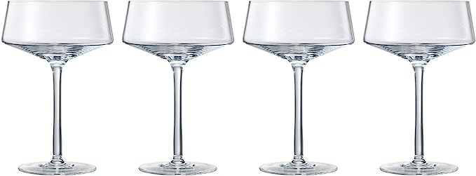 Luxury Martini Glass Set of 4 | 10oz | Crystal Luxury Martini with Silver Spoon, Premium Hand-Blown | Classic Cocktail & Champagne Clear Coupes For Manhattan, Cosmopolitan, Sidecar, Speakeasy Goblets-6