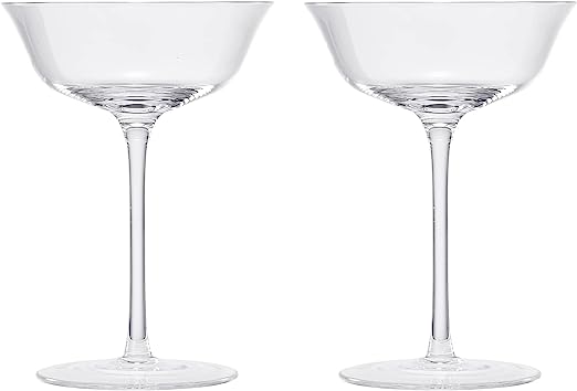 Vintage Crystal Coupe Glasses, Set of 2, Clear Radiance - Champagne, Martini, Cocktails - Hand Blown Classy Glass -Timeless Art Deco Design - Durable Sparkling Cocktail Barware, Home Bar (8 OZ)-6