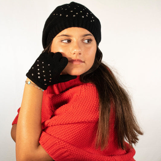 CASHMERE GLOVES WITH CRYSTALS-0