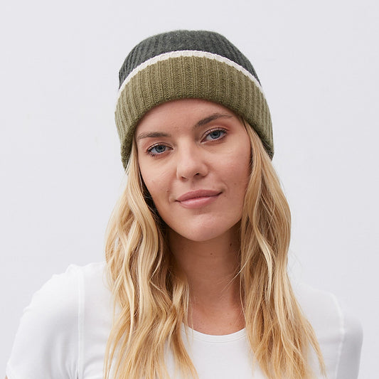 LADIES CASHMERE HAT COLORBLOCK-0