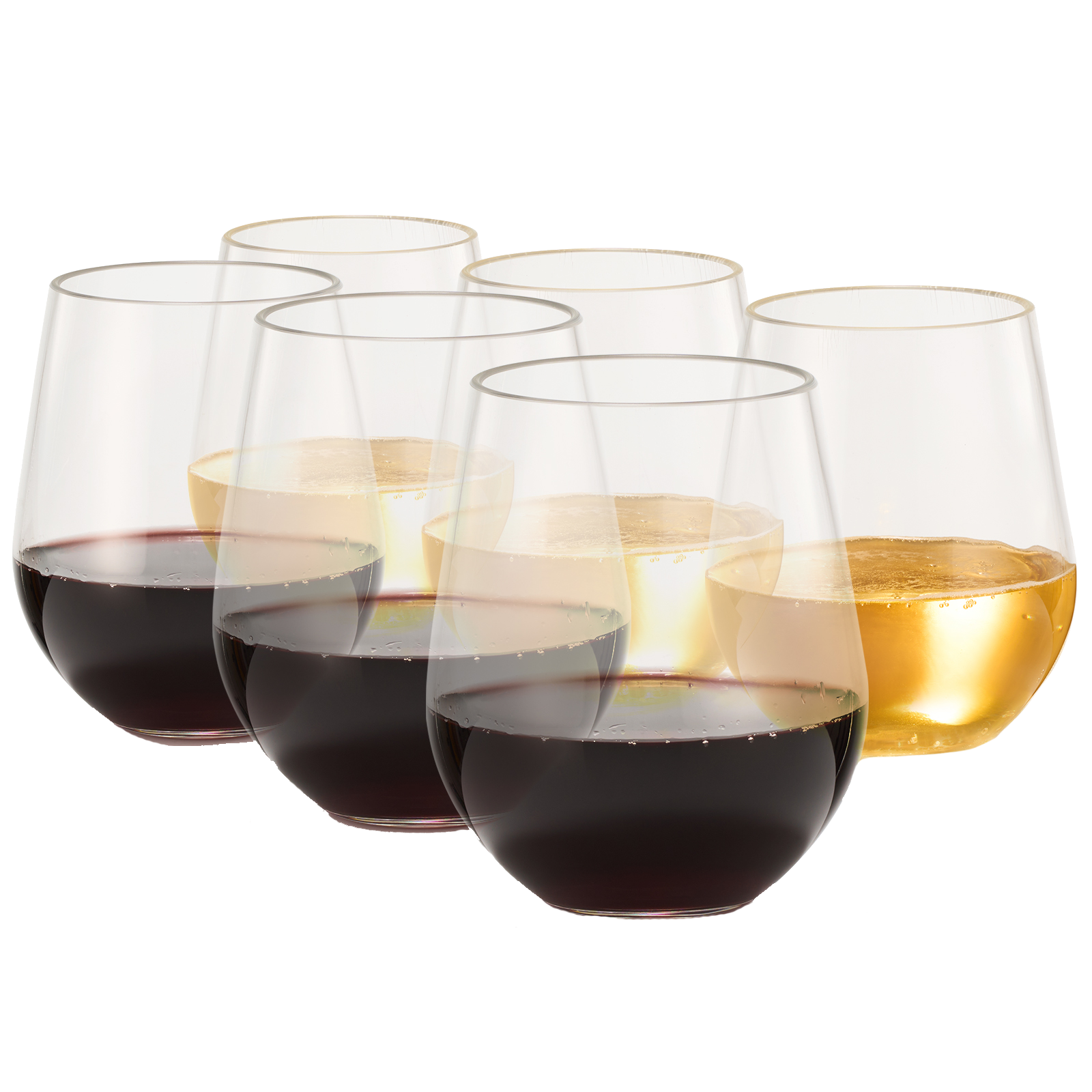 European Style Unbreakable Elegant Acrylic Stemless Wine Glasses 15 oz | Set of 6 | 100% Tritan Shatterproof BPA-free Reusable Plastic Glassware, Perfect For Homes & Bars | Dishwasher-Safe, Clear-0