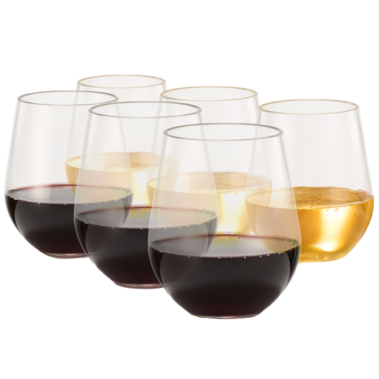 European Style Unbreakable Elegant Acrylic Stemless Wine Glasses 15 oz | Set of 6 | 100% Tritan Shatterproof BPA-free Reusable Plastic Glassware, Perfect For Homes & Bars | Dishwasher-Safe, Clear-0