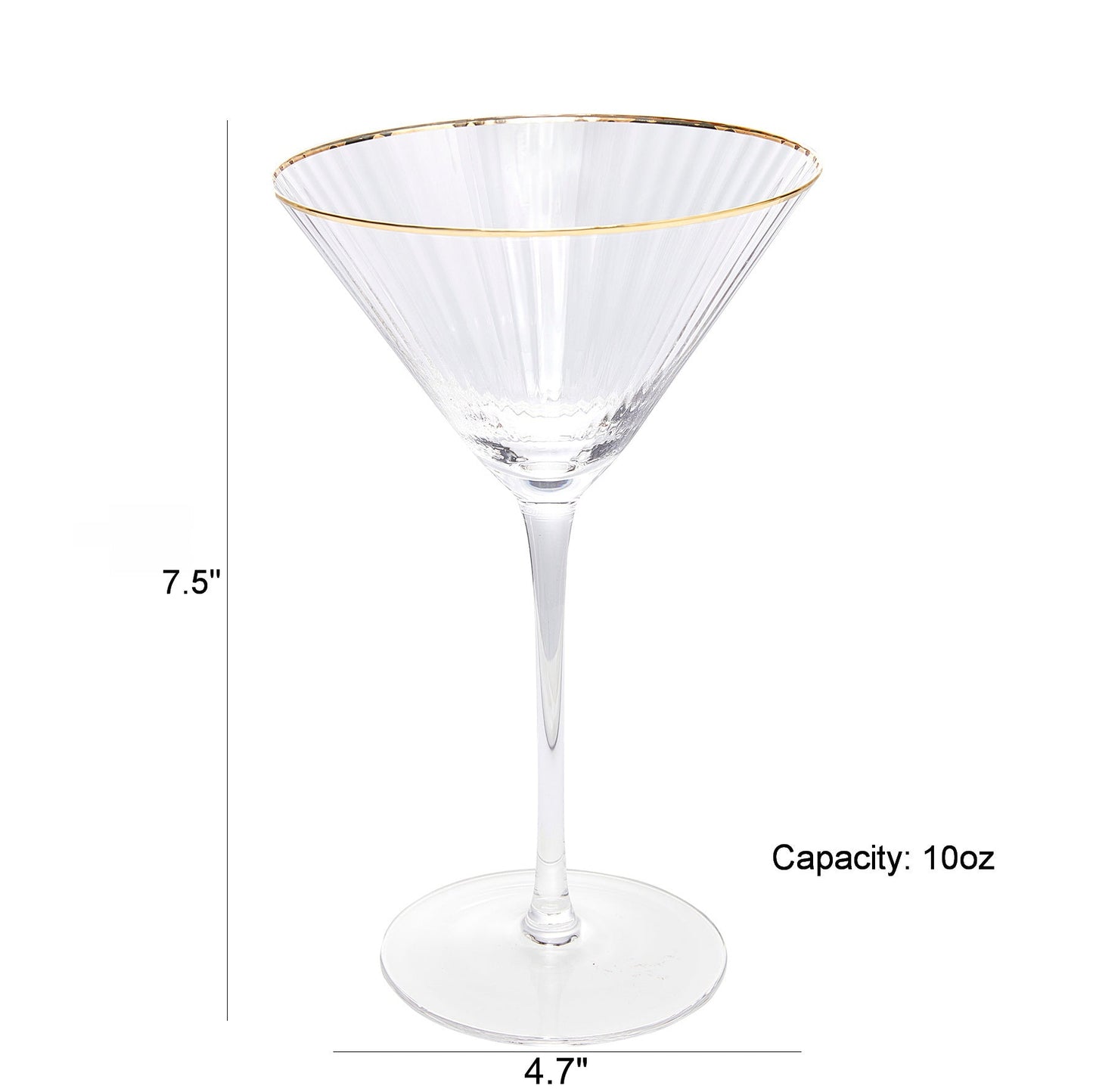 The Wine Savant Gold Rim Glasses 10 oz, Set of 4 Gold Rim Classic Manhattan Glasses For Martini, Cocktails, Champagne, Water & Wine - Classic Coupes Gilded Rimed, Crystal with Stems, Coupe-3