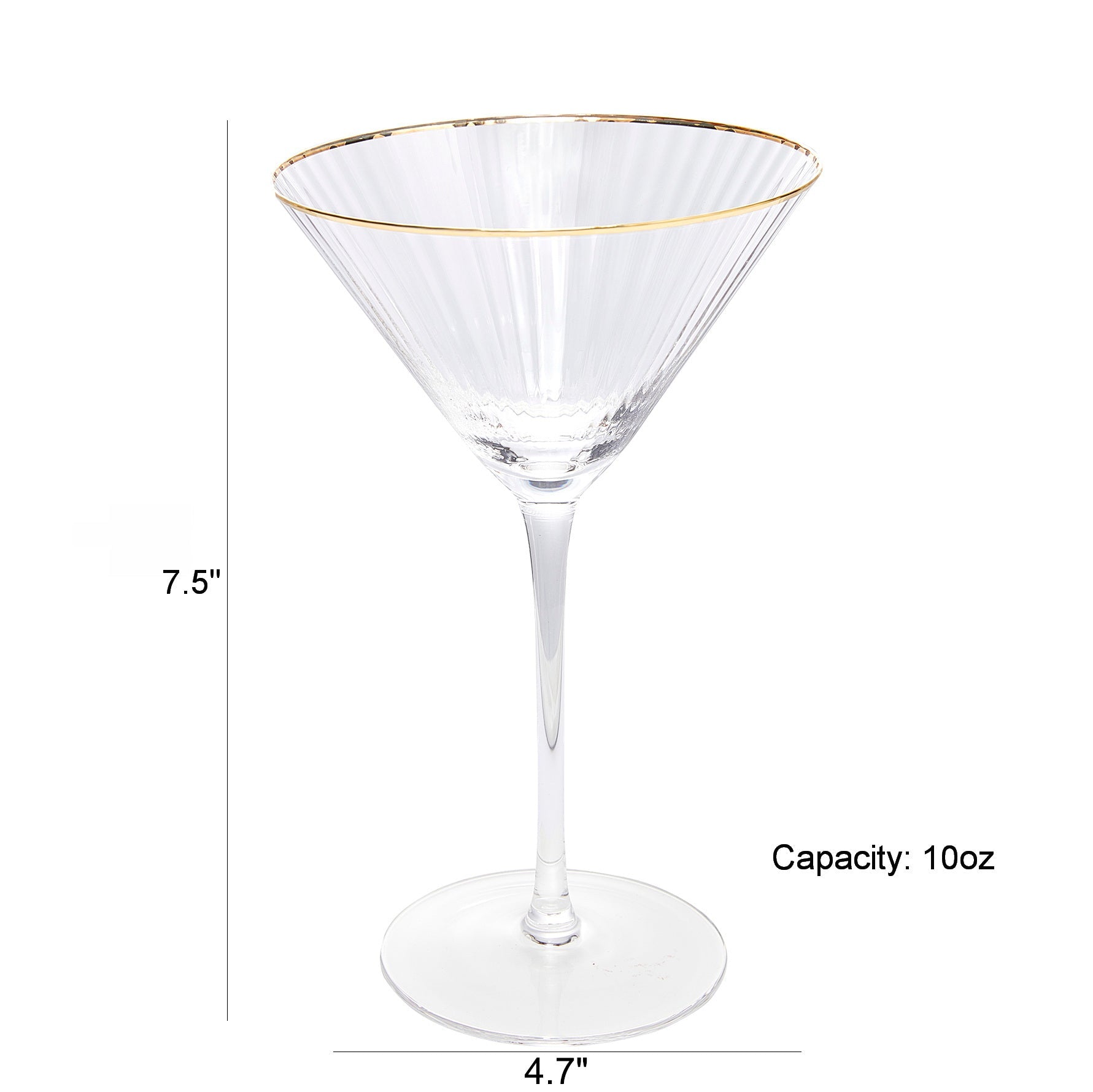 The Wine Savant Gold Rim Glasses 10 oz, Set of 4 Gold Rim Classic Manhattan Glasses For Martini, Cocktails, Champagne, Water & Wine - Classic Coupes Gilded Rimed, Crystal with Stems, Coupe-3