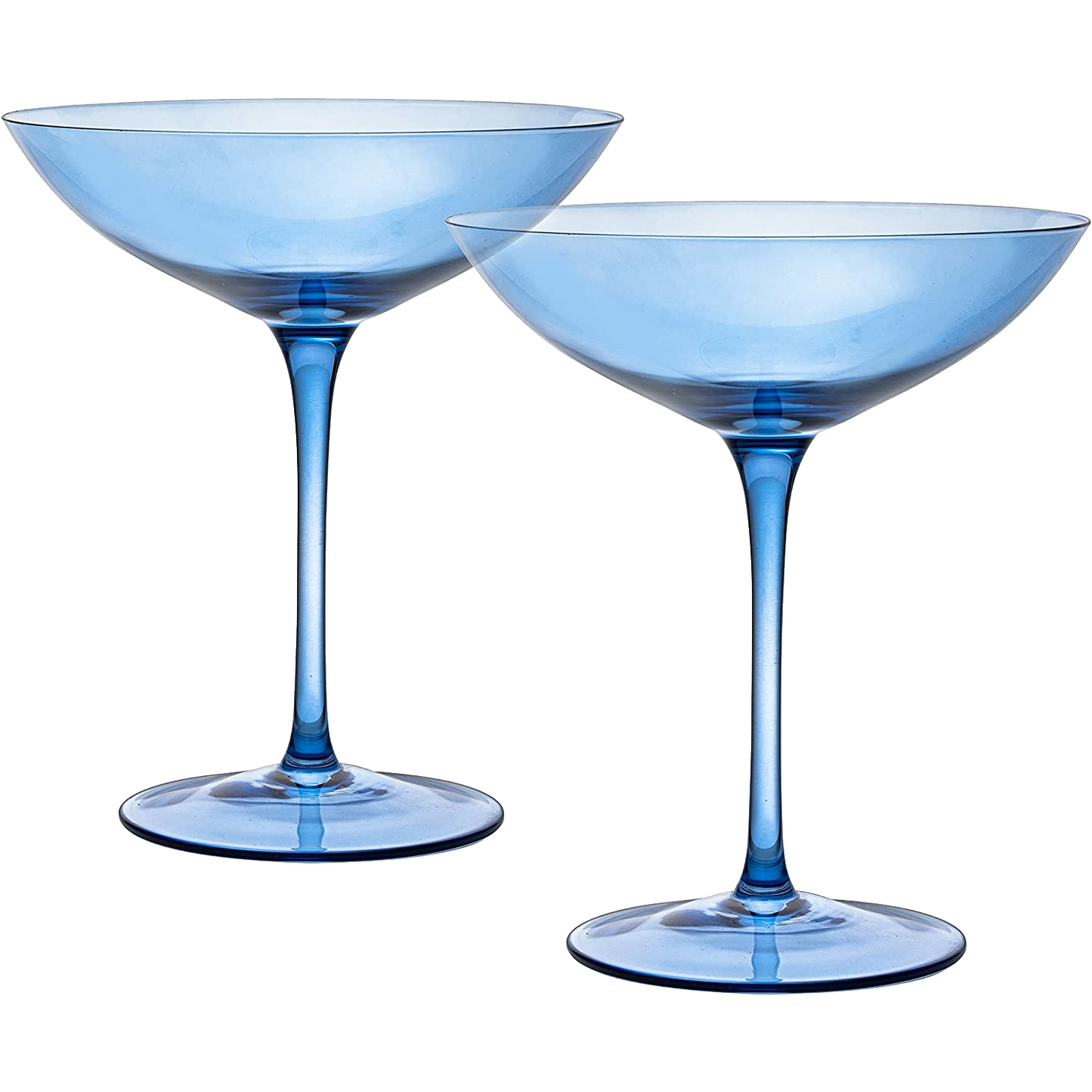 Champagne Coupes 12oz by The Wine Savant - Colorful Champagne Glasses, Prosecco, Mimosa Glasses Set, Cocktail Glass Set, Bar Glassware Luster Glasses (2, Cobalt Blue)-0