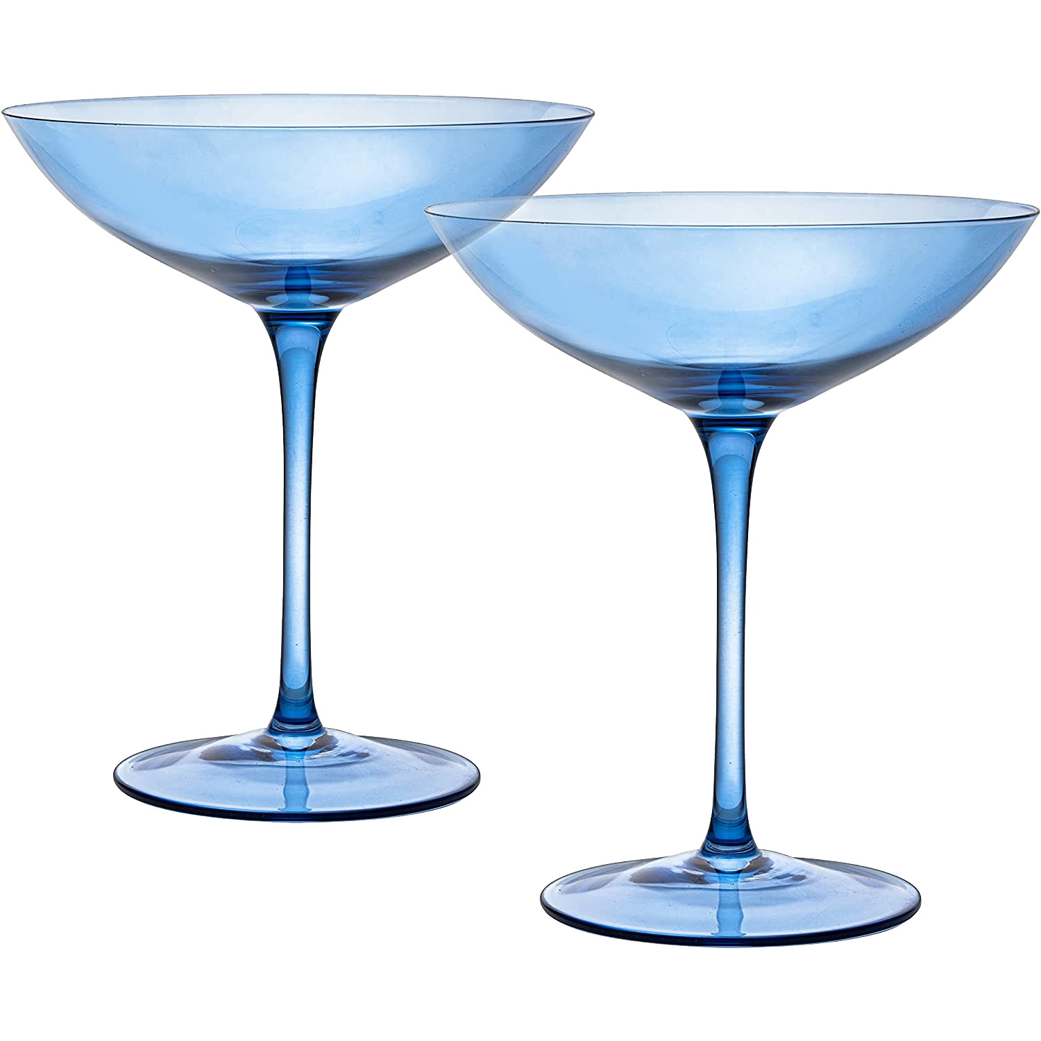 Champagne Coupes 12oz by The Wine Savant - Colorful Champagne Glasses, Prosecco, Mimosa Glasses Set, Cocktail Glass Set, Bar Glassware Luster Glasses (2, Cobalt Blue)-0