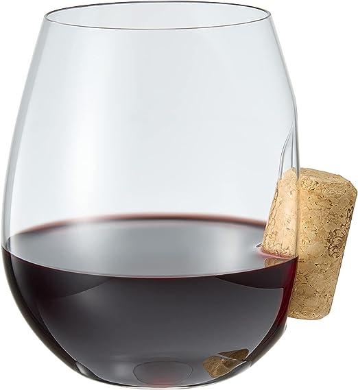 Corked Stemless Wine Glasses | Single | Stuck In The Glass Wine Cork Cocktail Glassware, Enthusiast Gift, Artisanal Crystal Glassware - Gift Idea for Him, Her, Wine Lover, Housewarming (19.6 OZ)-2