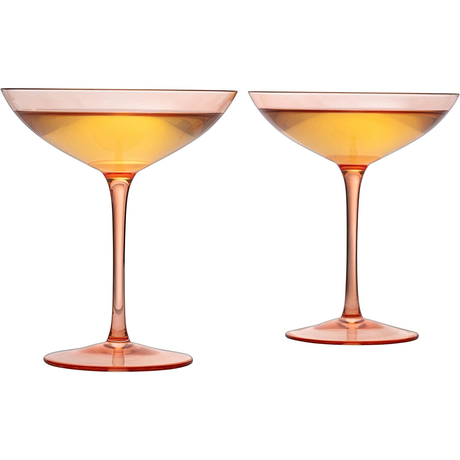 The Wine Savant Champagne Coupes 12oz Colorful Champagne Glasses, Prosecco, Mimosa Glasses Set, Cocktail Glass Set, Bar Glassware Luster Glasses (2, Orange)-5