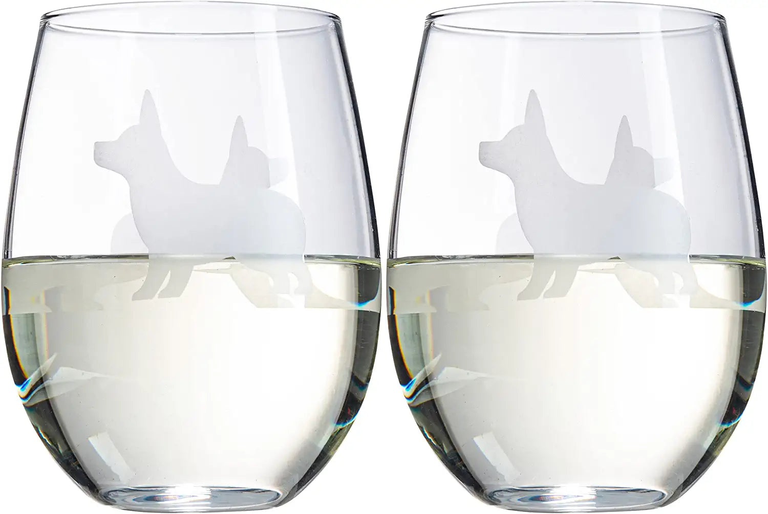 Stemless Wine Glasses Set of 2 by The Wine Savant - Puppy & Dog Lover Glass Gifts Etched Tumblers for Anniversary, Wedding, Home Bar Gifts (Corgi)-3