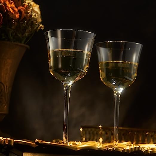 Vintage Crystal Nick & Nora/Wine Coupe Glasses - Set of 2 - Clear Radiance - Cocktails, Wine, Whiskey, Gin, Cocktail Glass - Hand Blown Classy Glass - Timeless Art Deco Design - Long Stemmed (5 OZ)-1