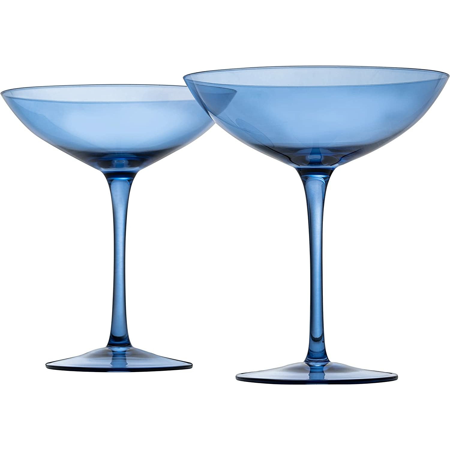 Champagne Coupes 12oz by The Wine Savant - Colorful Champagne Glasses, Prosecco, Mimosa Glasses Set, Cocktail Glass Set, Bar Glassware Luster Glasses (2, Cobalt Blue)-3