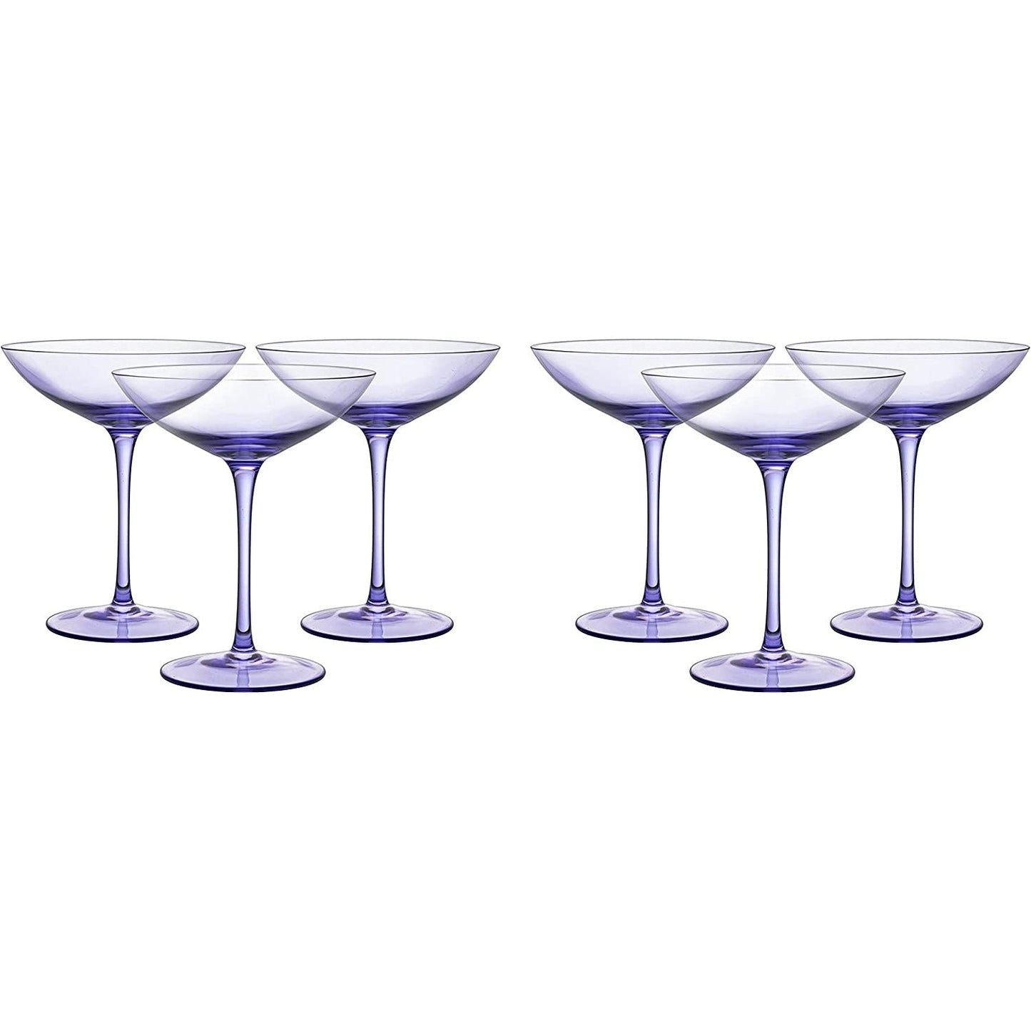 Lavender Champagne Coupes 12oz Set of 6 by The Wine Savant - Colored Champagne Glasses, Prosecco, Mimosa Glasses Set, Cocktail Glass Set, Bar Glassware Bachelorette Anniversary Gifts-5