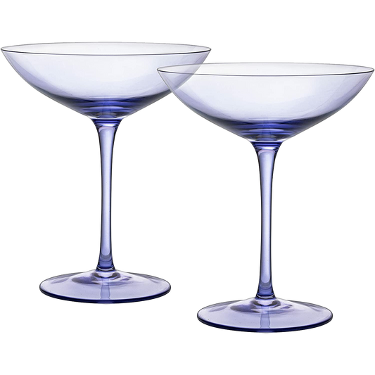 Champagne Coupes 12oz by The Wine Savant - Colorful Champagne Glasses, Prosecco, Mimosa Glasses Set, Cocktail Glass Set, Bar Glassware Luster Glasses (2, Lavender)-0