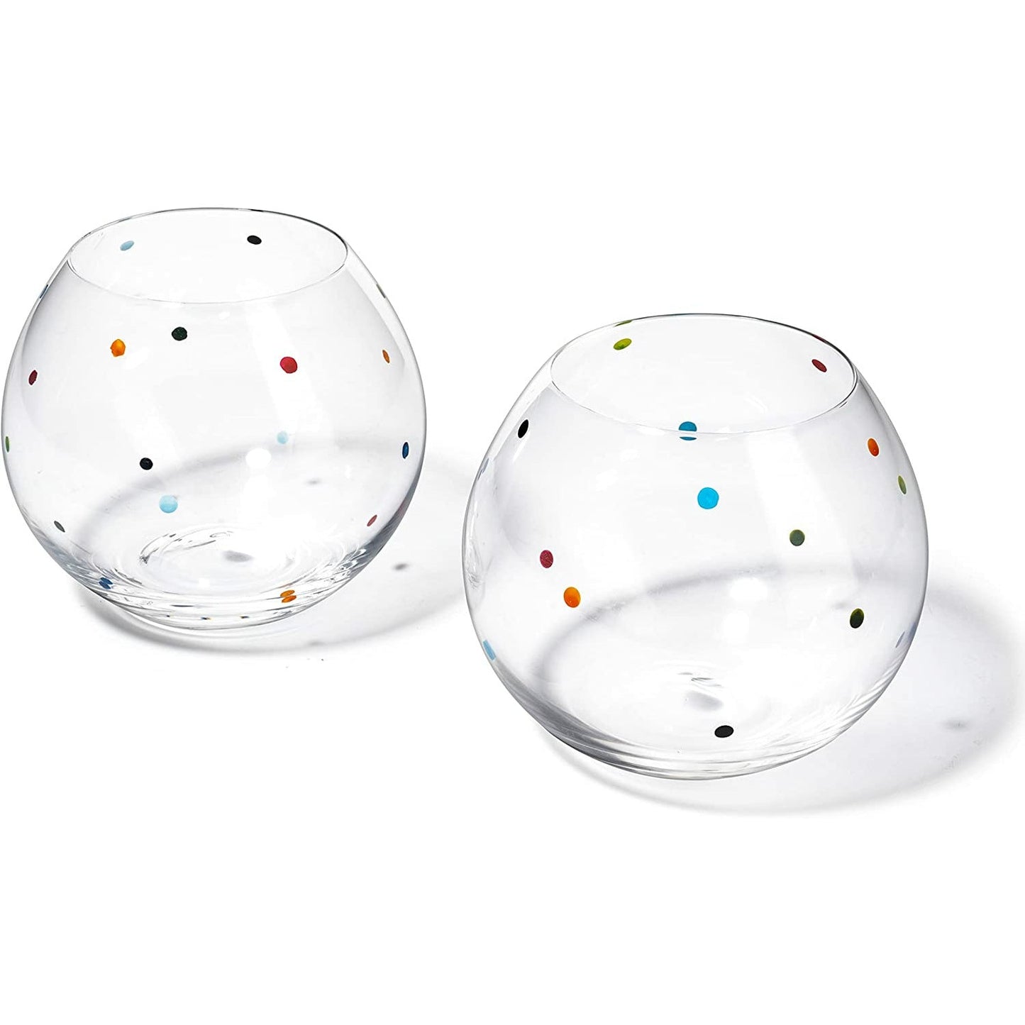 Polka Dot Set of 2 Stemless Bubble Wine Glasses 18 oz by The Wine Savant - Polka Dot Rainbow Glasses, Colored Wine Glasses, Bubble Glasses, Unique Tumblers Gift Idea For Everyday, Weddings, Parties-4