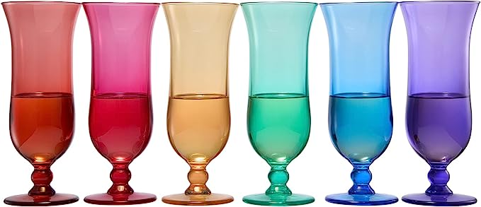 Unbreakable Color Hurricane Glasses | Set of 6 | 100% Tritan Drinkware, 14 oz Acrylic Dishwasher Safe Shatterproof BPA-free plastic, Reusable Pina Colada, Cocktail Margarita Tropical Party Drinkware-5