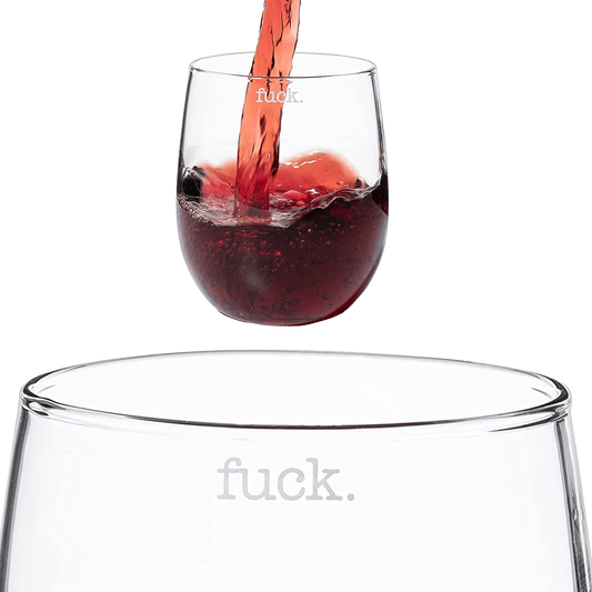 F*CK Wine Glass Single Set, Large 11 oz Glasses, Fuck Fucking Glass Unique Italian Style Tall Stemless for White & Red Wine, Water, Novelty Tumbler, Gifts, Comedy Beautiful Glassware (Stemless)-0