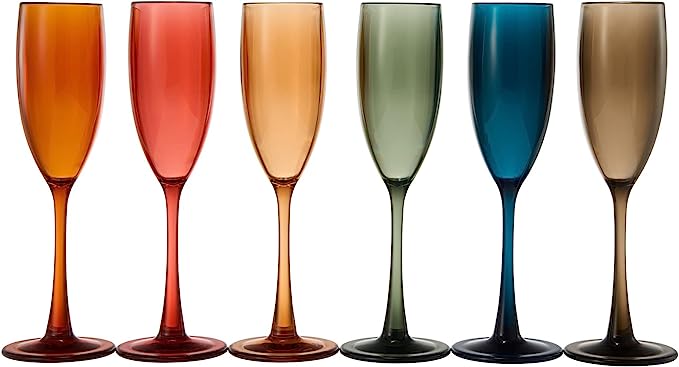 Unbreakable Pastel Color Acrylic Champagne Flutes Glasses | Set of 6 | European Style Toasting Cups 100% Tritan Drinkware, 5 oz Dishwasher Safe BPA-free plastic, Perfect for Wedding, Poolside Outdoors-5