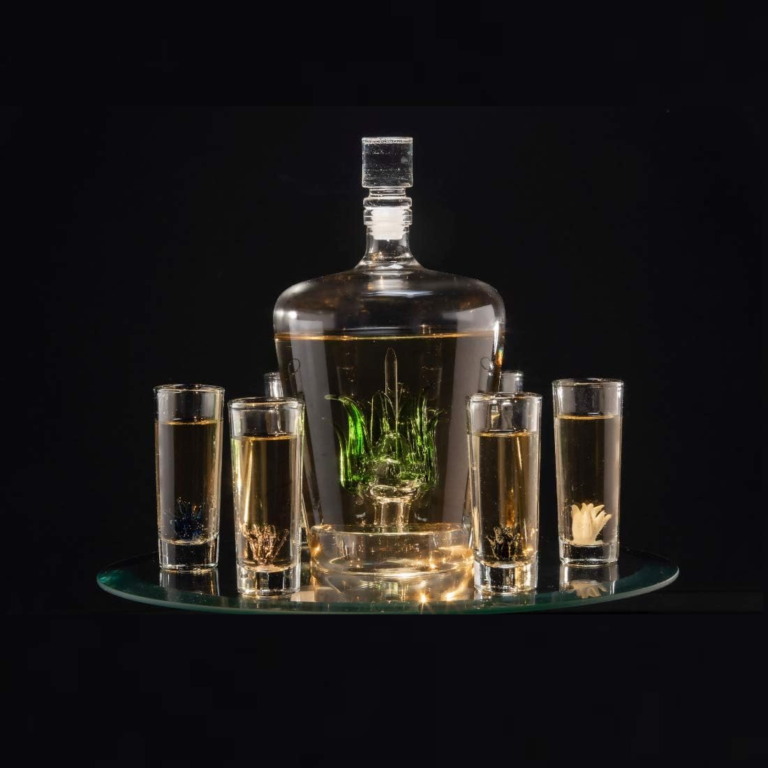 Tequila Decanter Tequila Glasses Set with Agave Decanter and 6 Agave Sipping Shot Glass, Perfect for Gifts for Tequila Lovers, 25 Ounce Bottle, 3 Ounce Tequila Party Decorations Cinco De Mayo (Agave)-1