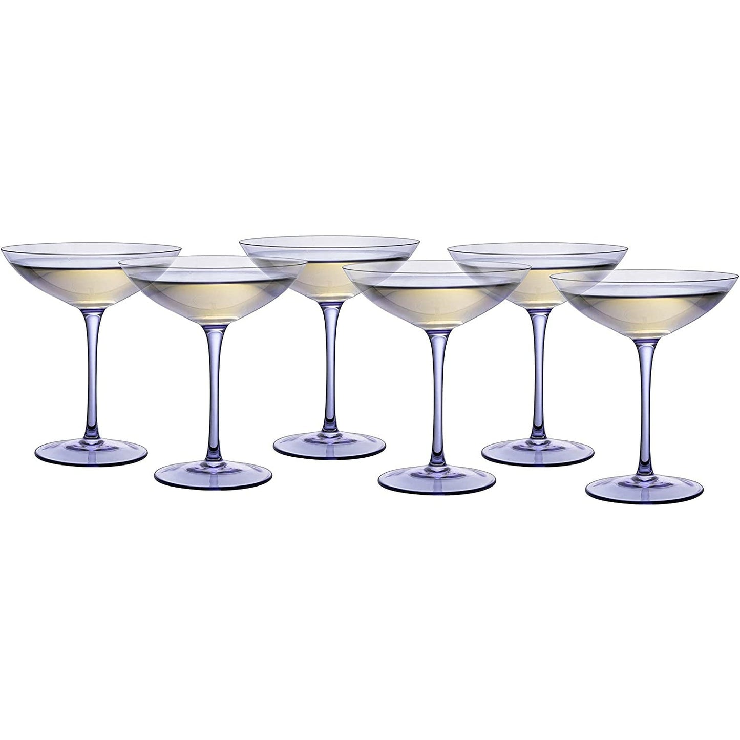 Lavender Champagne Coupes 12oz Set of 6 by The Wine Savant - Colored Champagne Glasses, Prosecco, Mimosa Glasses Set, Cocktail Glass Set, Bar Glassware Bachelorette Anniversary Gifts-4