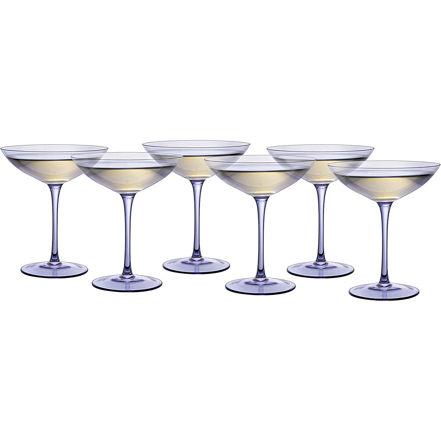 Lavender Champagne Coupes 12oz Set of 6 by The Wine Savant - Colored Champagne Glasses, Prosecco, Mimosa Glasses Set, Cocktail Glass Set, Bar Glassware Bachelorette Anniversary Gifts-4