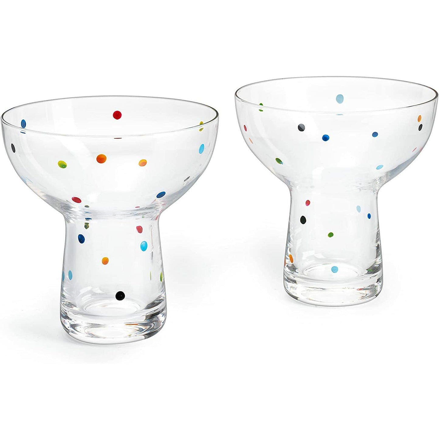 The Wine Savant Hand Blown Margarita Glass – Luxury Hand Blown Confetti Margarita, Martini & Champagne Glasses Cinco de Mayo, Hand Blown Glass – Large Party (Polka Dot Vintage Design)-4