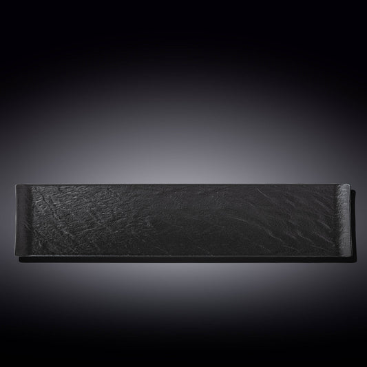 Set Of 3 Black Porcelain Slate look Rectangular Dish 18.25" inch X 3.75" inch-0