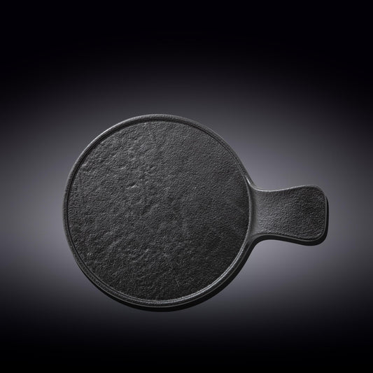 Set Of 3 Black Porcelain Slate look Round Serving Dish With Handle 12" inch X 8.5" inch |-0