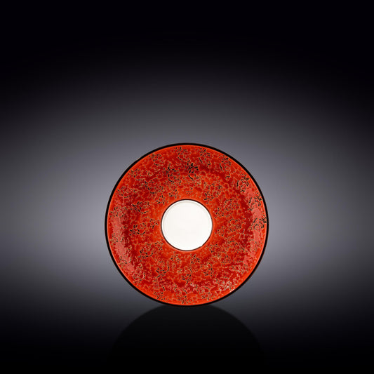 Set Of 6 Red Porcelain Saucer 6" inch | 15 CM-0