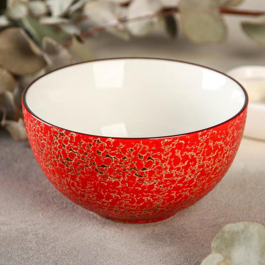 Set Of 3 Red Porcelain Bowl 5.5" inch | 14 Cm 20 Fl Oz | 600 Ml-0