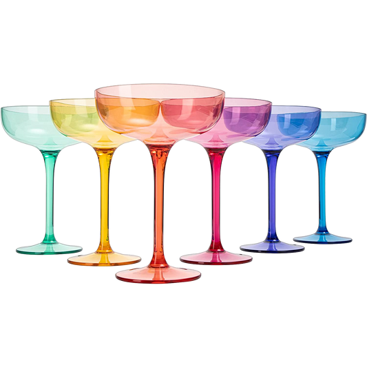 European Style Margarita & Martini Crystal Acrylic Glasses Tritan Drinkware Unbreakable Colored 6 Set - Shatterproof BPA-free Plastic , Reusable, Large 15oz , Indoor & Outdoor, Multiuse Or Disposable-0