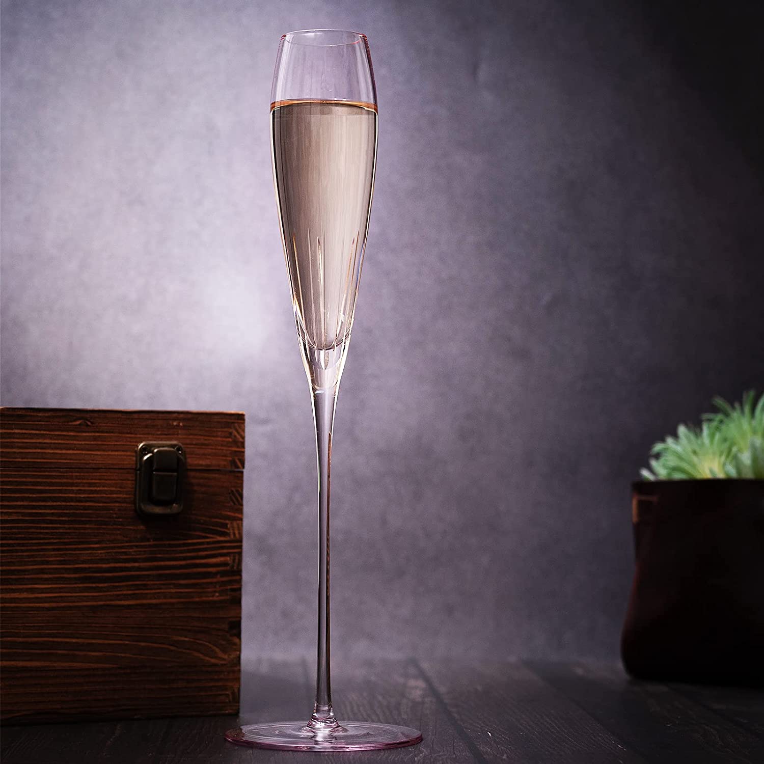 The Wine Savant Parisian Performance Glassware French Paris Collection Crystal Pink Glasses, Red & White Wines For Weddings Present Everyday Beautiful Gift Anniversary (Champagne)-3