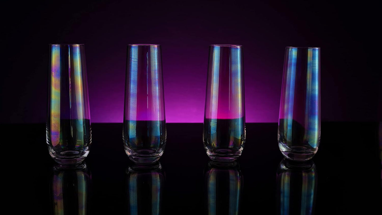 Iridescent Luster Pearl Radiance Set of 4 Wine Glasses 10oz - Radiant and Nostalgic Large Red or White Wine Glass, Entertaining An Ethereal Experience-2