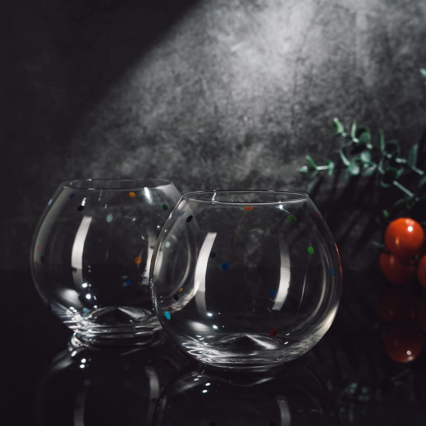 Polka Dot Set of 2 Stemless Bubble Wine Glasses 18 oz by The Wine Savant - Polka Dot Rainbow Glasses, Colored Wine Glasses, Bubble Glasses, Unique Tumblers Gift Idea For Everyday, Weddings, Parties-3