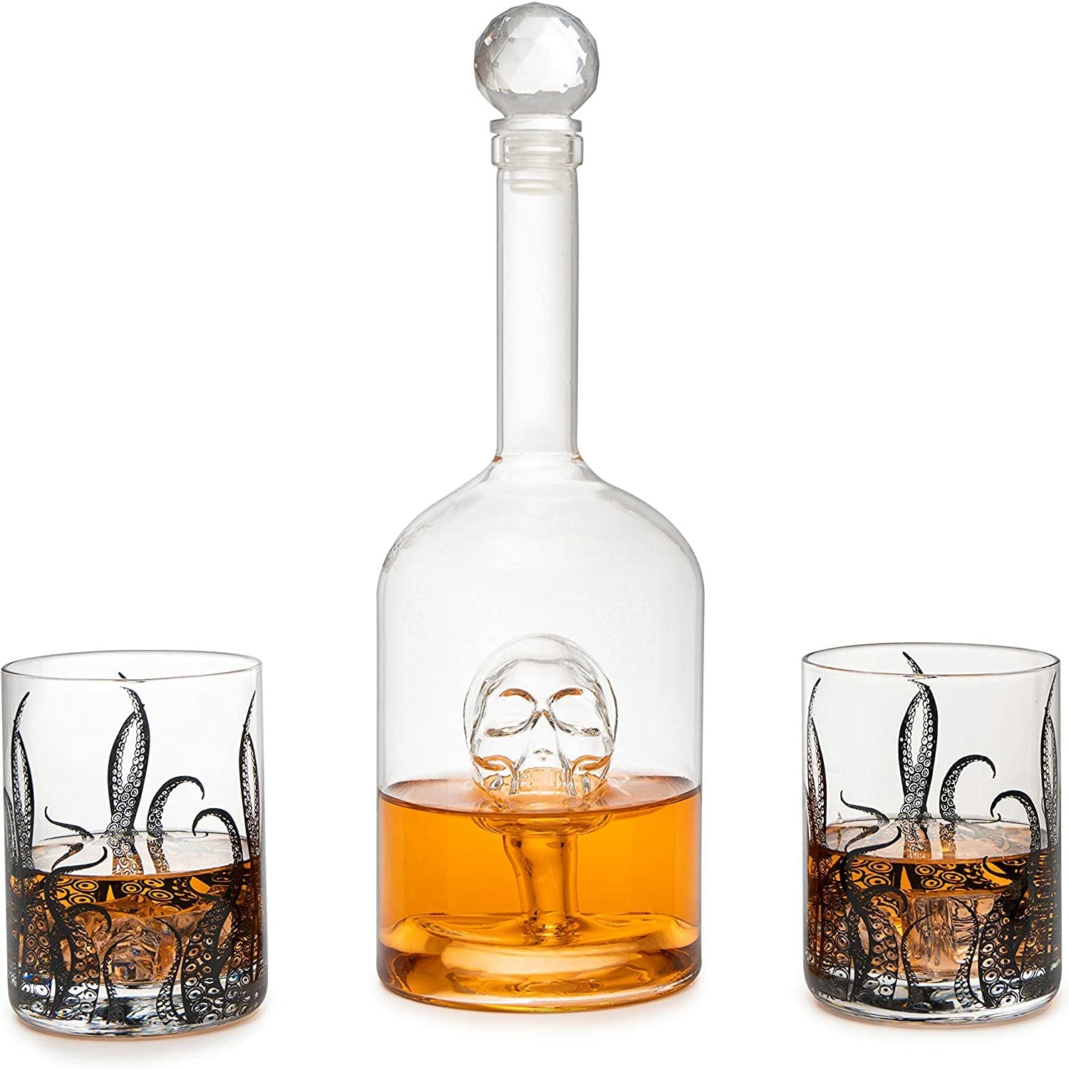 Octopus Kraken Chest Wine & Whiskey Decanter Set with 2 Glasses by The Wine Savant - Extraordinary Detail - Whiskey Gift Sets, Wine Gift Sets, Nautical Gifts, Kraken Sea, Sea Lover Gifts-2