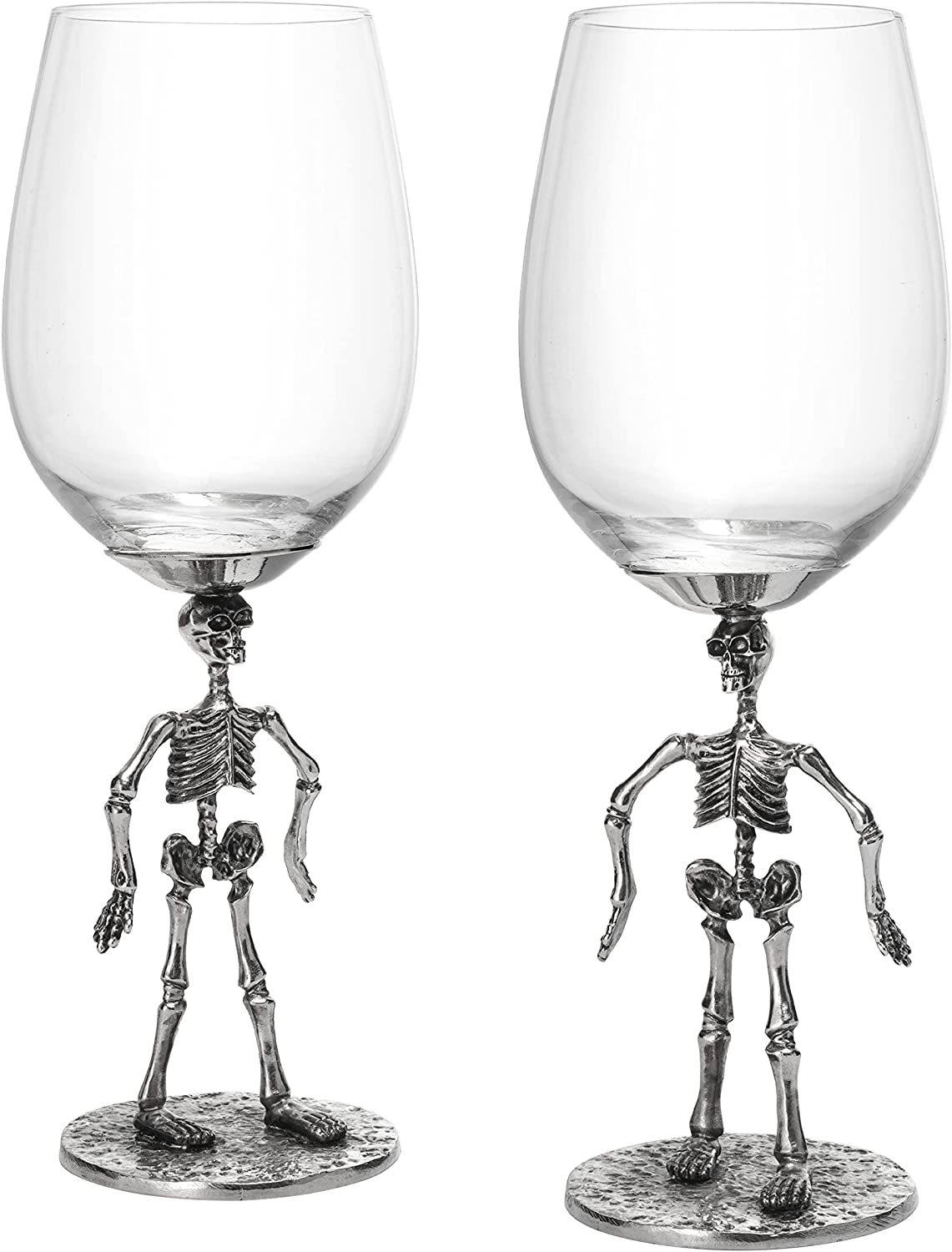 Stemmed Skeleton Wine Glass Set of 2 by The Wine Savant - 12oz Skeleton Glasses 10" H, Goth Gifts, Skeleton Gifts, Skeleton Decor, Spooky Wine Gift Set, Perfect for Halloween Themed Parties-5