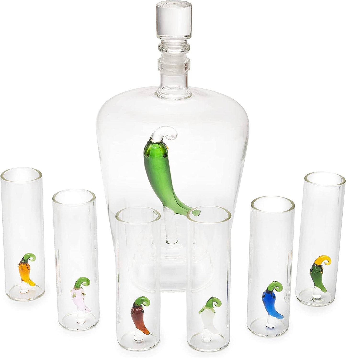 Tequila Decanter Set with Pepper Decanter and 6 Jalapeño Shot Glasses Set, Perfect for Holiday Gifts for Tequila Lovers, 25 Ounce Bottle, 3 Ounce Shot Glasses Cinco De Mayo, Reposado Gift (Pepper)-4