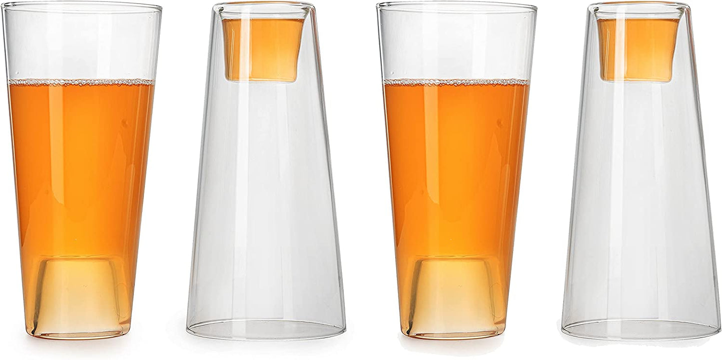 Shot in the Pint Glass, Take A Shot Funny Beer Glass/Mug 4-Set 7"H The Wine Savant - Beers Pilsner Tumblers, Perfect for Entertaining, Home Bar, Weddings, Parties, Funny Drinking Gifts 21 oz (640mL)-5
