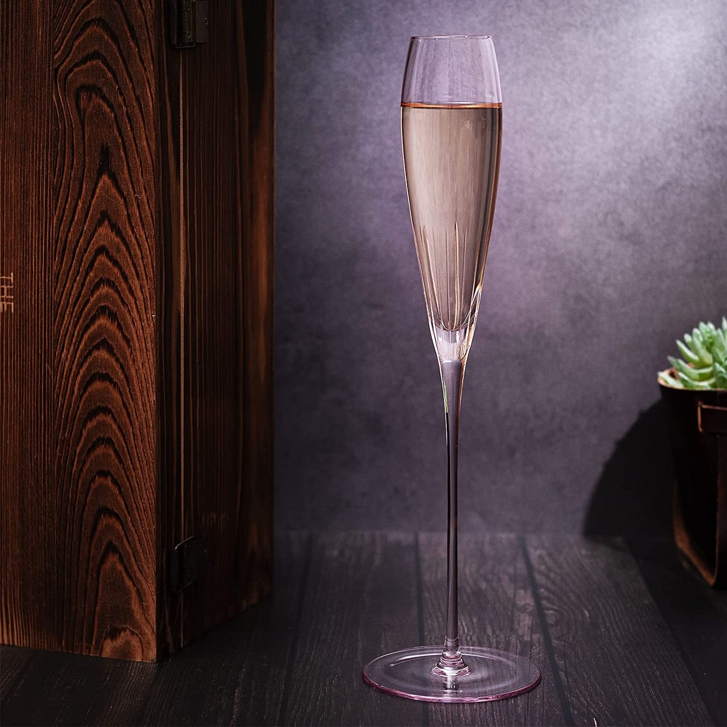 The Wine Savant Parisian Performance Glassware French Paris Collection Crystal Pink Glasses, Red & White Wines For Weddings Present Everyday Beautiful Gift Anniversary (Champagne)-1