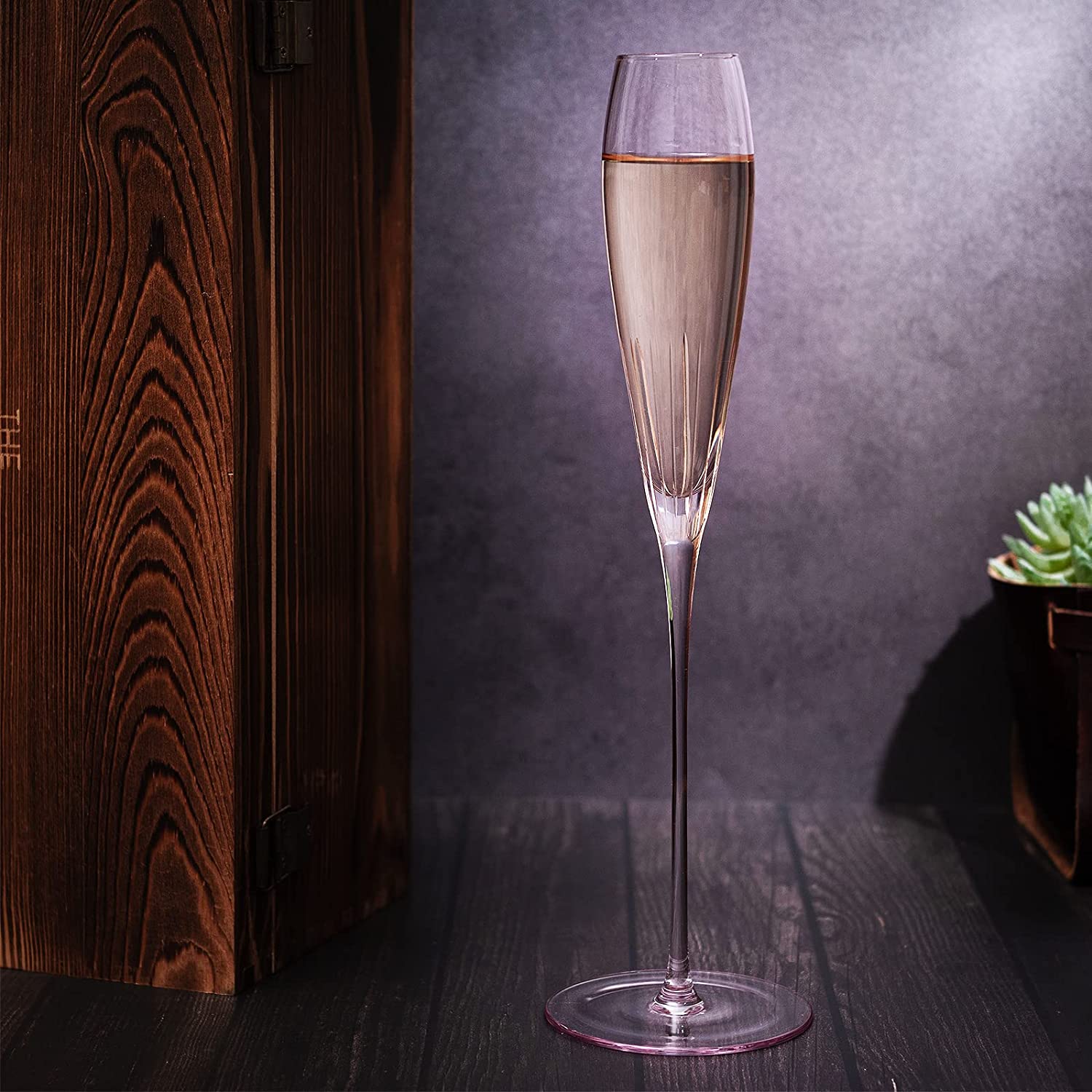 The Wine Savant Parisian Performance Glassware French Paris Collection Crystal Pink Glasses, Red & White Wines For Weddings Present Everyday Beautiful Gift Anniversary (Champagne)-1