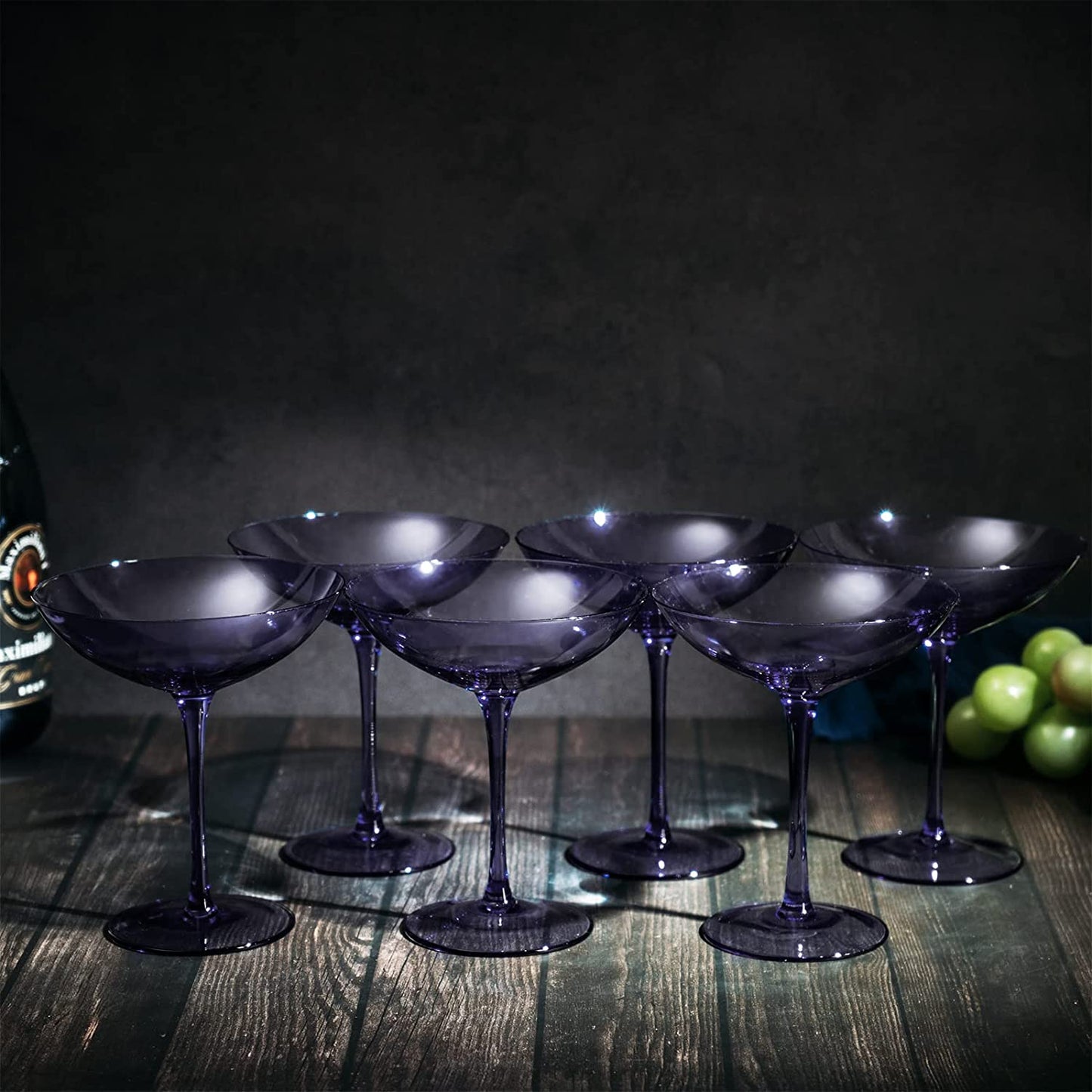 Lavender Champagne Coupes 12oz Set of 6 by The Wine Savant - Colored Champagne Glasses, Prosecco, Mimosa Glasses Set, Cocktail Glass Set, Bar Glassware Bachelorette Anniversary Gifts-2