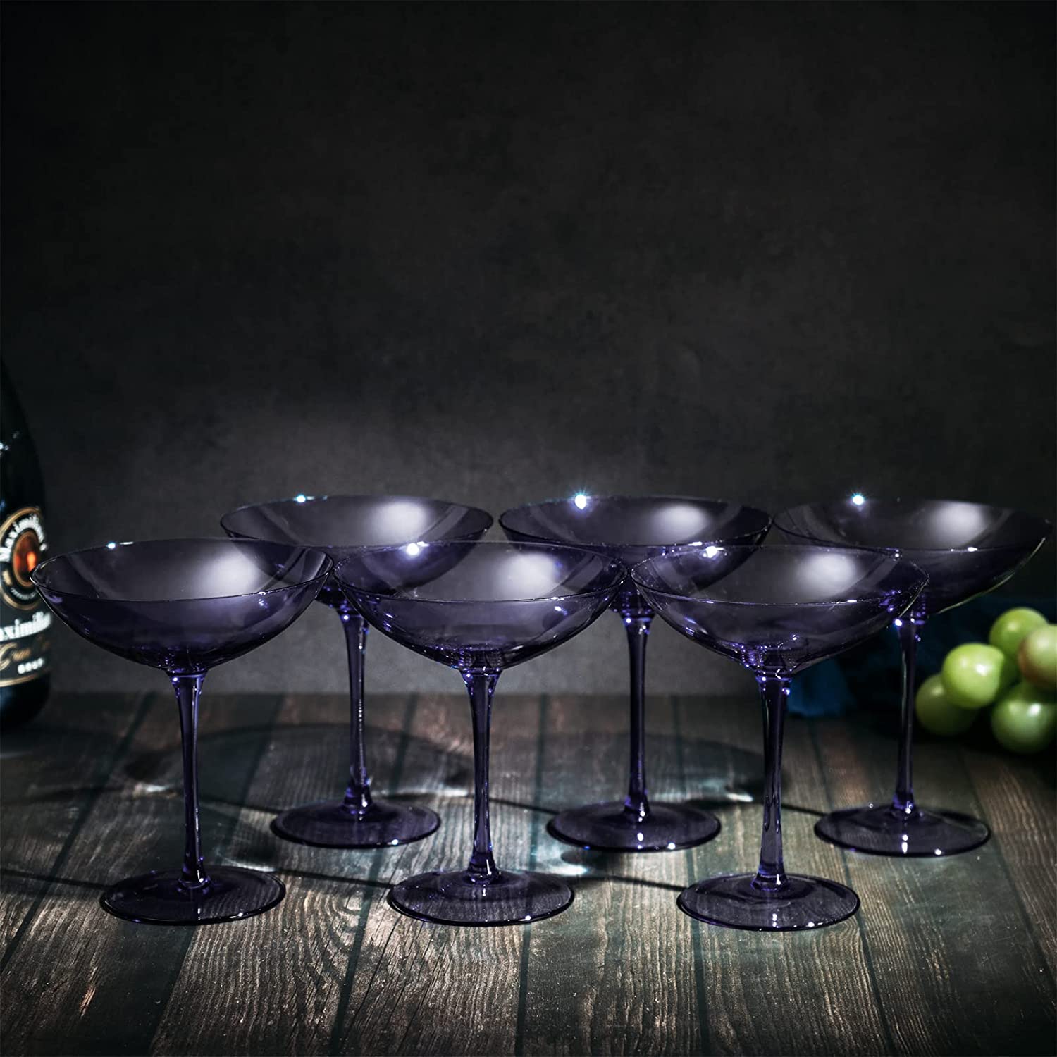 Lavender Champagne Coupes 12oz Set of 6 by The Wine Savant - Colored Champagne Glasses, Prosecco, Mimosa Glasses Set, Cocktail Glass Set, Bar Glassware Bachelorette Anniversary Gifts-2