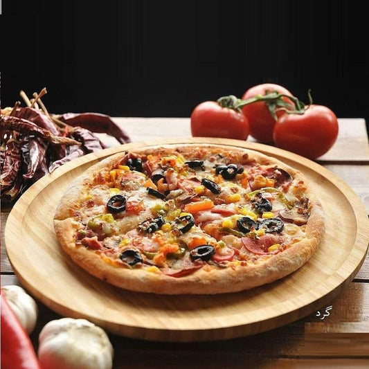 Set Of 3 Bamboo Round Platter 14" inch | For pizza / Barbecue / Steak-0