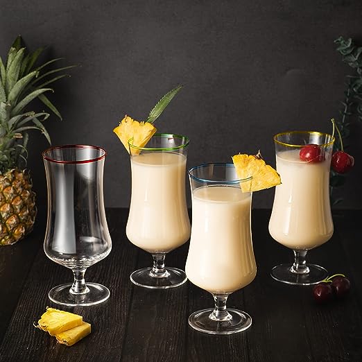 Hurricane Glasses, Large 17oz Pina Colada, Set of 4 Tropical Cocktail Tall Stemmed Crystal Glassware, Poco Grande Cups, Tulip Shaped for Bar Drinks, Daiquiri, Juice, Bloody Mary, Mai Tai, Cocktails-2
